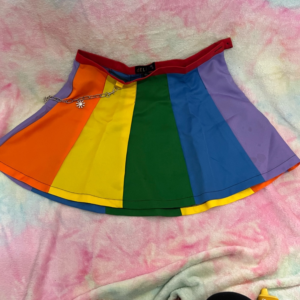 dELiA*s for Dolls Kill rainbow pleated skirt